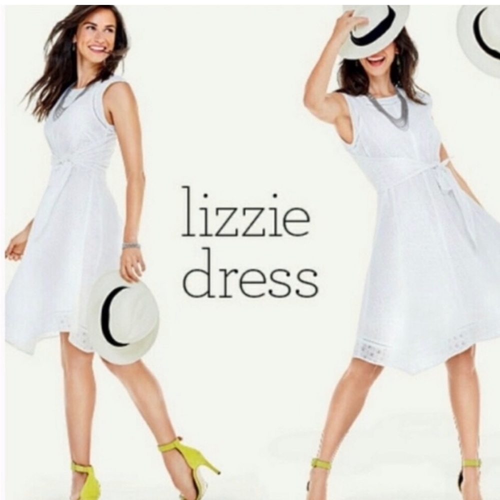 CAbi 5106 Lizzie White Eyelet Tie Waist Dress size 8